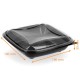 Scatola per insalata da asporto - Crudipack 19x19x5,5 cm nero 750cc con copertura antiappannamento, confezione da 70 pezzi