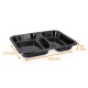 Bandeja CPET negro, 226x177x30mm, 2 compartimentos, caja de 360