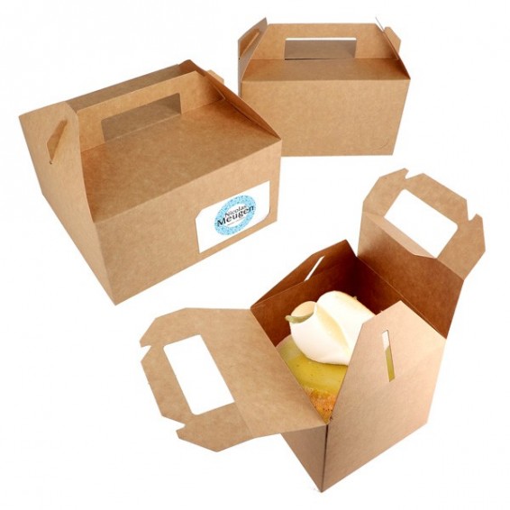 Caja de asas kraft marrón