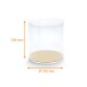 Transparente Tube für Schokolade, Dragees, Makronen aus RPET, ø 100mm, ht 100mm + Deckel, Hintergrund Schwarz/Gold, Karton mit 50 Stück