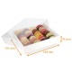Macaroon box in white cardboard + PET lid, 195x155x45mm, delivered assembled, for 24 pieces, box of 43