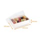 Macaroon box in white cardboard + PET lid, 155x105x45mm, delivered assembled, for 12 pieces, box of 80