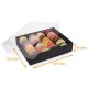 Macaroon box matt black cardboard base + PET lid, 195x155x45mm, 24 pieces, box of 43