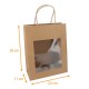 Kraftsack Griffe Schnüre kraft ecru mit Fenster 22+11x28cm, 12er-Pack