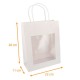 Kraftsack Griffe Schnüre weiß mit Fenster, 22+11x28cm, 12er-Pack