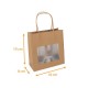Kraftsack Griffe Schnüre kraft ecru mit Fenster, 18+8x19cm, 12er-Pack