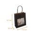 Kraft bag with string handles deep black with window, 11.5+6.5x14.7cm , pack of 25