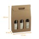 Caja para botellas de vino con asas y ventana, en kraft crudo, 270x90x385mm, para 3 botellas, caja de 30