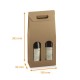 Caja para botellas de vino con asas y ventana, en kraft crudo, 180x90x385mm, para 2 botellas, caja de 30