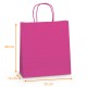 Sacchetto in kraft con manico in corda colorata Fucsia (interno bianco liscio), 35+14x40cm, scatola da 250