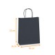Sac kraft poignée ficelle de couleur Noir (intérieur blanc lisse), 18+8x22cm, carton de 300