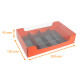 Macaroon box black/orange cardboard base + PET lid, 200x130x45 mm, box of 20