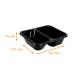Barquette noire en PP 2 comp. 187x137x45mm, carton de 200