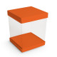 Coperchio, fondo e base per scatola trasparente scatola da 50, 12x12 cm, colore "arancione".
