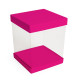 Coperchio, fondo e base per scatola trasparente scatola da 50, 12x12 cm, colore 'Fuschia'.