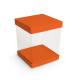 Lid, bottom and base for transparent box box of 50, 10x10cm, color 'Orange'.