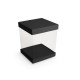 Couvercle, fond et socle pour boite transparente carton de 50, 8x8cm, couleur 'Noir'.