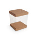 Couvercle, fond et socle pour boite transparente carton de 50, 8x8cm, couleur 'Kraft'.