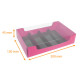 Macaroon box black/fuchsia cardboard base + PET lid, 200x130x45 mm, box of 24