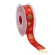 Nastro per confezioni regalo raso monofacciale, 23 mm x 25 m, rosso, stampa flock, per unità