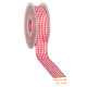 Nastro per confezioni regalo poliestere, 25 mm x 25 m, quadretti rosso vichy, per unità