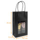 Kraft bag with string handles deep black with window, 14.7+7.5x25cm, pack of 20