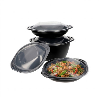 Schwarze Wokschale mit Deckel