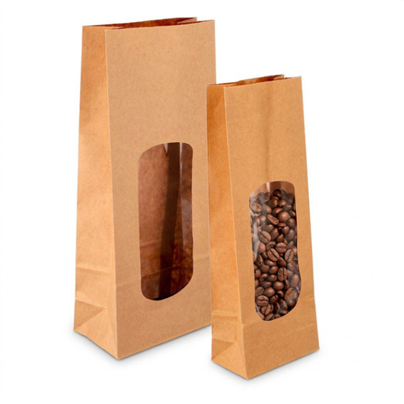 SOS-Tasche aus braunem Kraftpapier mit Fenster