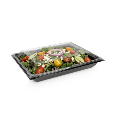 Barquette noire en plastique avec couvercle